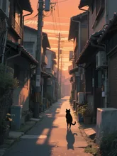 夕焼けが、今日の終わりを見送っている。