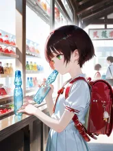 一仕事終わってお駄賃のラムネでひと休み — 変わってるさんのAIイラスト