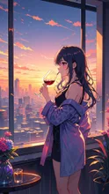 夕焼けを見ながら飲むワインは最高よね🍷