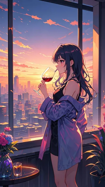夕焼けを見ながら飲むワインは最高よね🍷