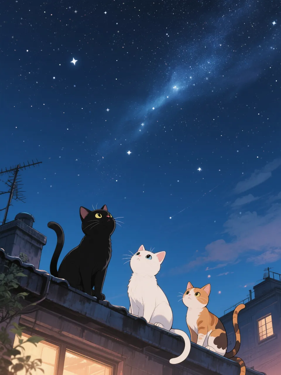 おほしさまをみるにゃん🐱🐱🐱