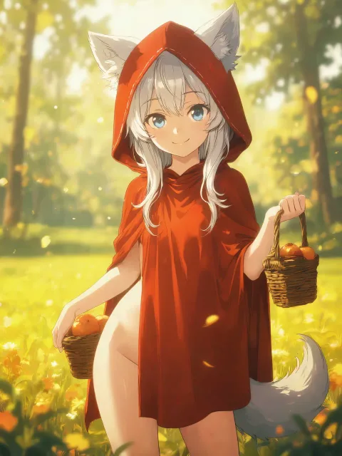 赤ずきん、赤マント、バスケット - 人狼の娘