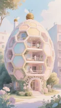 ハチやアリの巣をモチーフにしたマンション