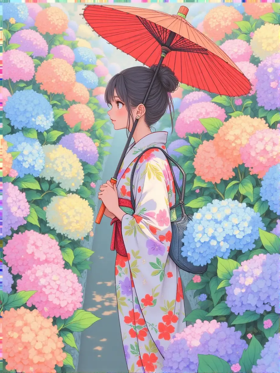 紫陽花の中で待ち合わせ — rairaさんのAIイラスト