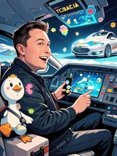 "Elon Musk Becomes Obsessed with Chikawa: ‘It’s a Total Game Changer!’" — DOGEさんのAIイラスト