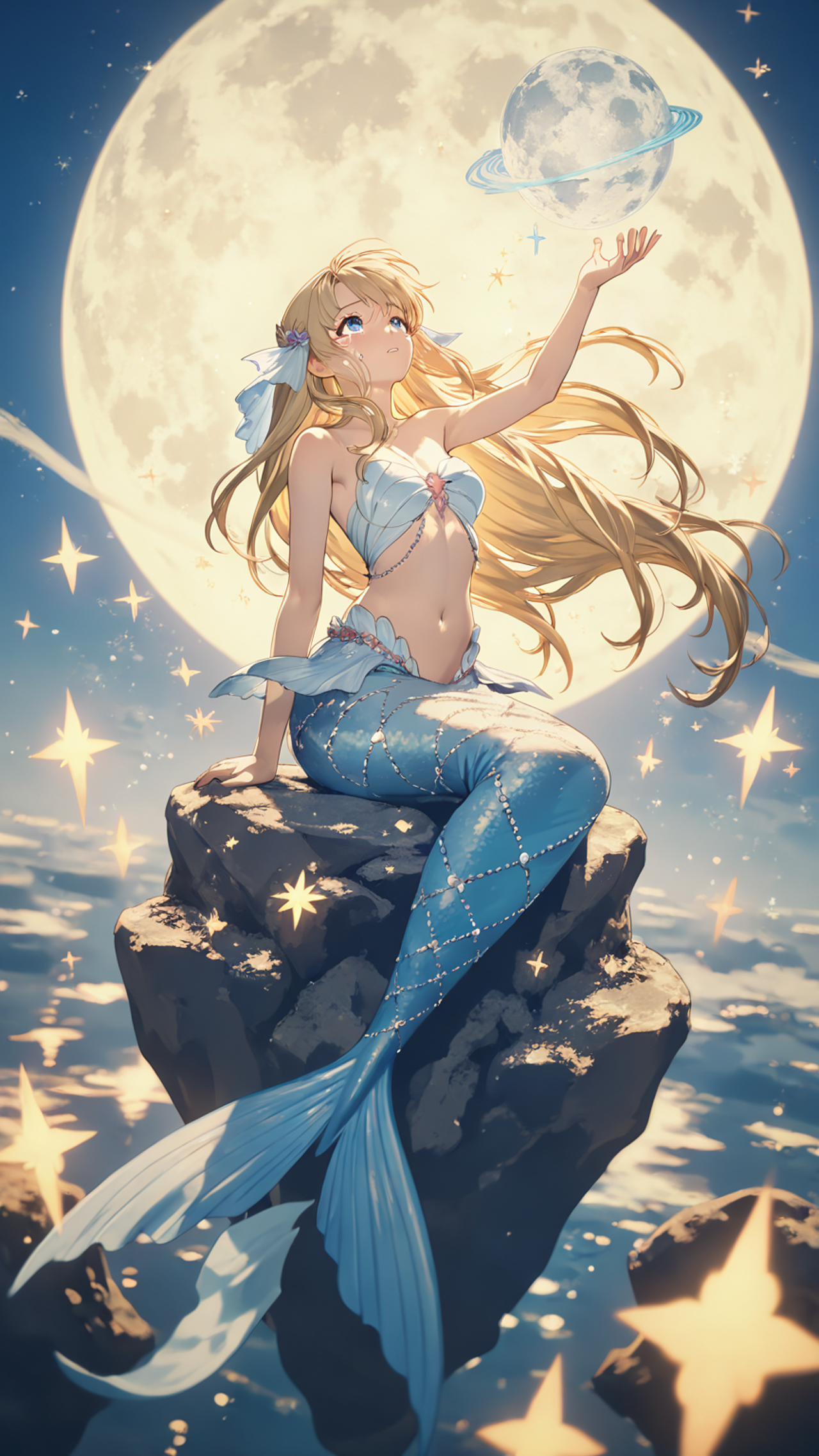人魚と月