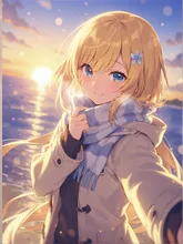 初日の出で自撮り。 — 初日の出イラストのAIイラスト｜SUPPART
