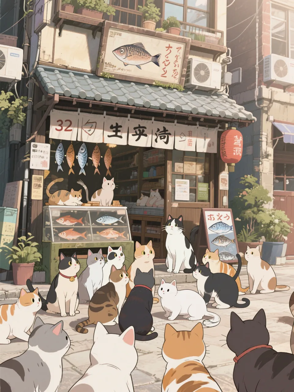魚が大好きな野良猫集団