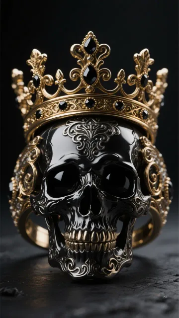 Ring-Skull King-Obsidian