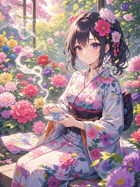 紅茶を飲む女の子