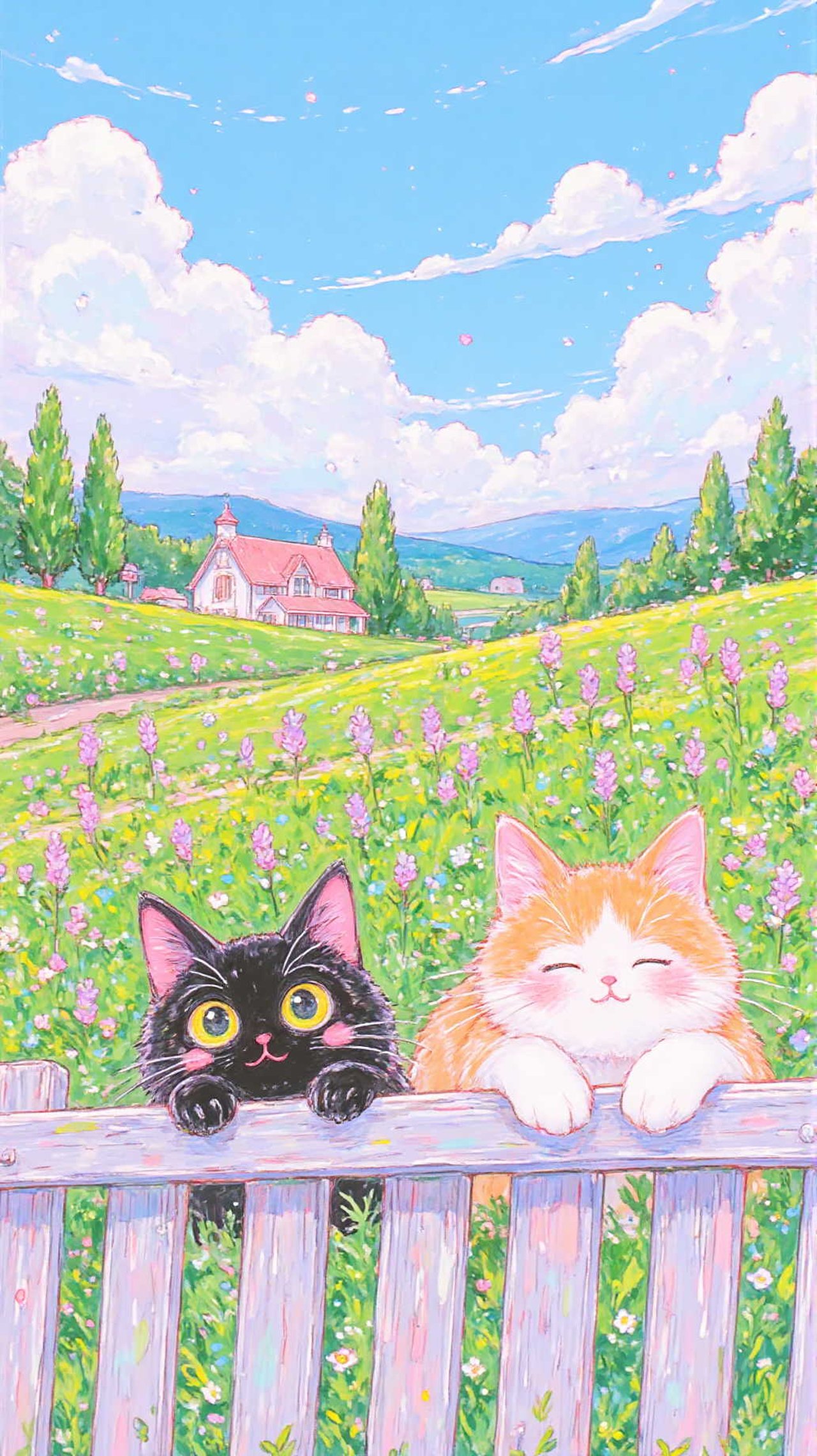猫とラベンダー