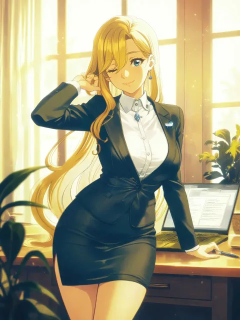 A mature female secretary; a… - 秘書 vs 受付嬢