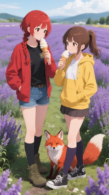双子とラベンダー畑