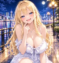 可愛い彼女と初デートの夜 — LOSTさんのAIイラスト