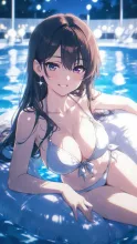真夏のナイトプール·ネオン輝く夜のプール の投稿作品