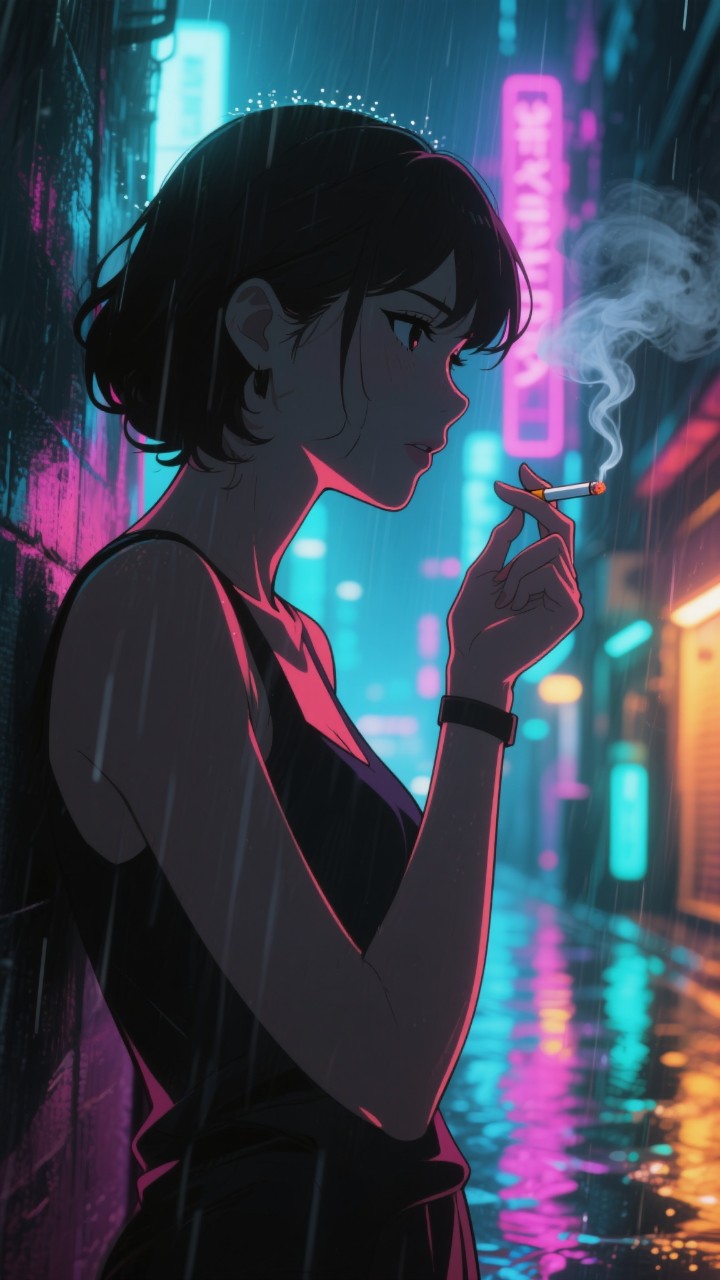 雨とネオン　都会の艶