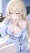 寝起きのニット