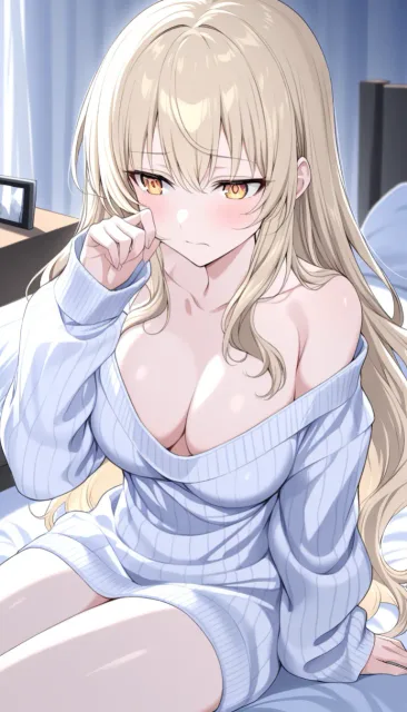 寝起きのニット