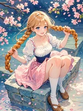 A girl with Fried Dough Twists braids