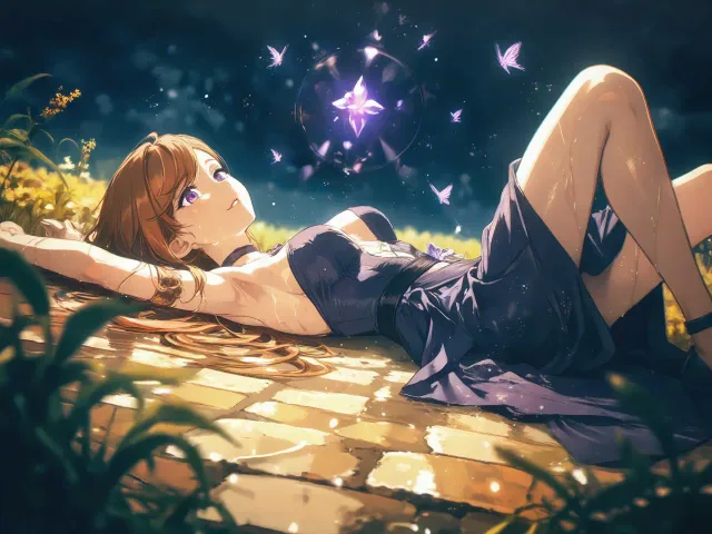 1girl、仰向けに横たわる美少女、曲げた腕