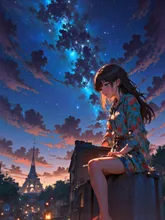星を見る少女 — 夜波さんのAIイラスト