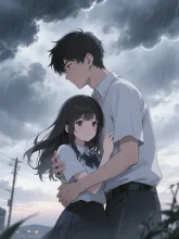 嵐の前に不安な少女 — モカモカさんのAIイラスト