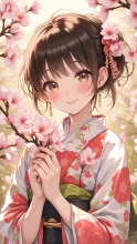 梅の花と可愛い美少女