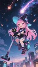 未来の魔女っ娘💕旅行のときは掃除機で飛ぶの❤️