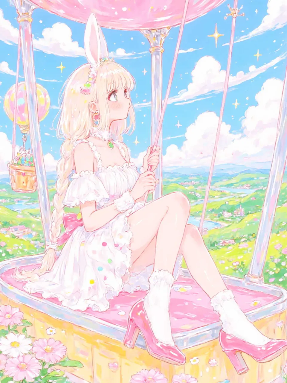 カラフルで可愛いイラスト - 気球の旅 / maachan