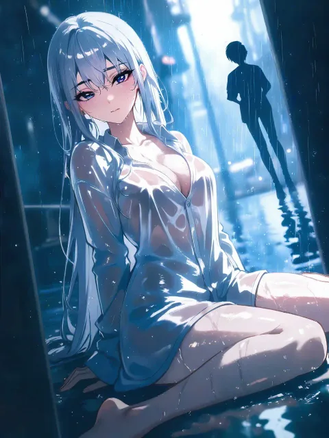 Silver hair、violet eyes - 濡れ vs 乾き