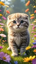花畑の子猫