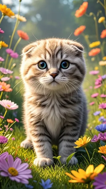 花畑の子猫