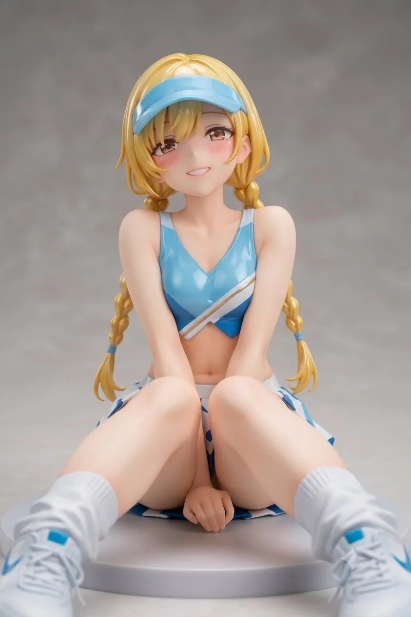 木陰で座る三つ編みチアガール…フィギュア…金