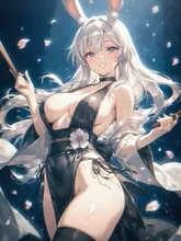 扇子を持つ兎耳少女は 日本舞踊に “遊び心という風”を吹き込んでいた🌸🌬️✨ — やすこさんのAIイラスト