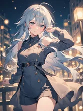 夜の都会でも元気に彼女は歩いていく