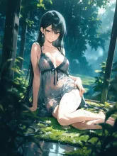 苔むした庭で