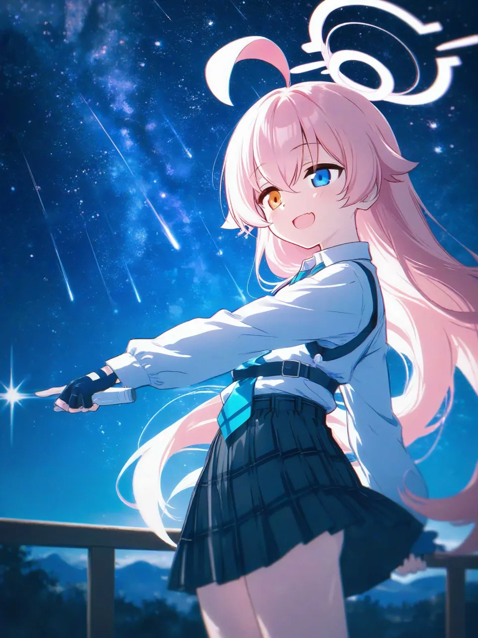 「先生〜？私ばっかり見てないで、流れ星にお願い事でもしたら〜？」 — 自己満工房さんのAIイラスト
