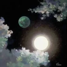 異世界にありそうな二つ満月(フレア現象)