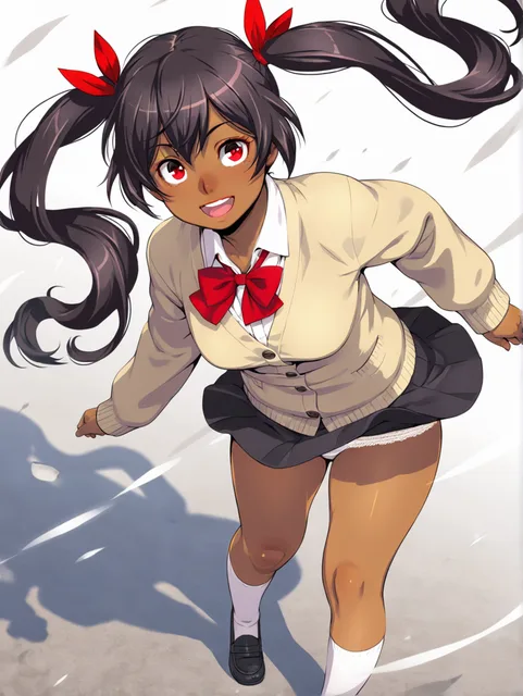 立ち姿、学生服を着ており胸元は開けている