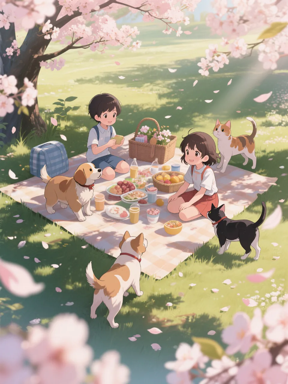 犬と猫とピクニック
