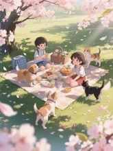 犬と猫とピクニック