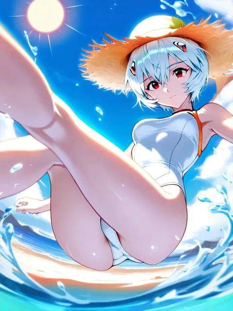 夏の海のレ◯(白ワンピース水着版)