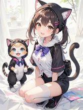 本物の猫の方が着ぐるみ着てどーするw — さやかさんのAIイラスト