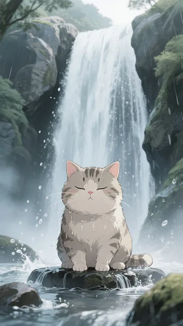 滝行…無になるにゃん