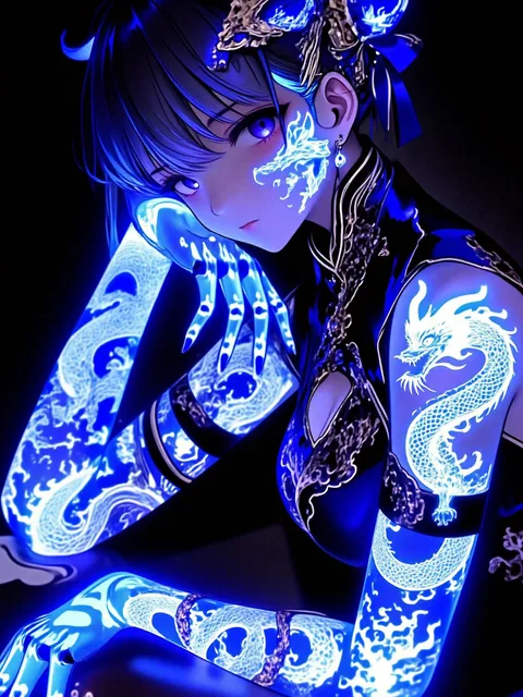 少女が座って腕を組んでいる
