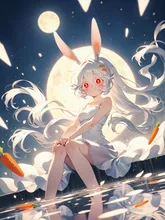 水辺と月と兎