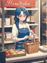買い物している少女(シングルマザー)