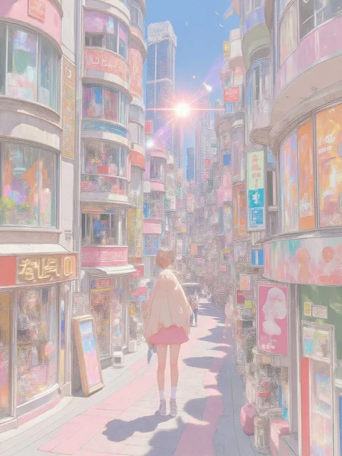 ネオン街にいるギャル - 画像生成チャレンジ