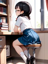 沙也加「誰も来ないのに図書室の番だなんて……」閑古鳥の鳴く図書室 — 委員長イラストのAIイラスト|SUPPART