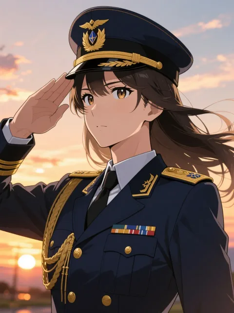military_uniform、navy_gold - 凛々しいミリタリーガール